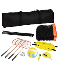 Mecale Volleyball and Badminton Combo Set with Adjustable Net and Carry Bag
