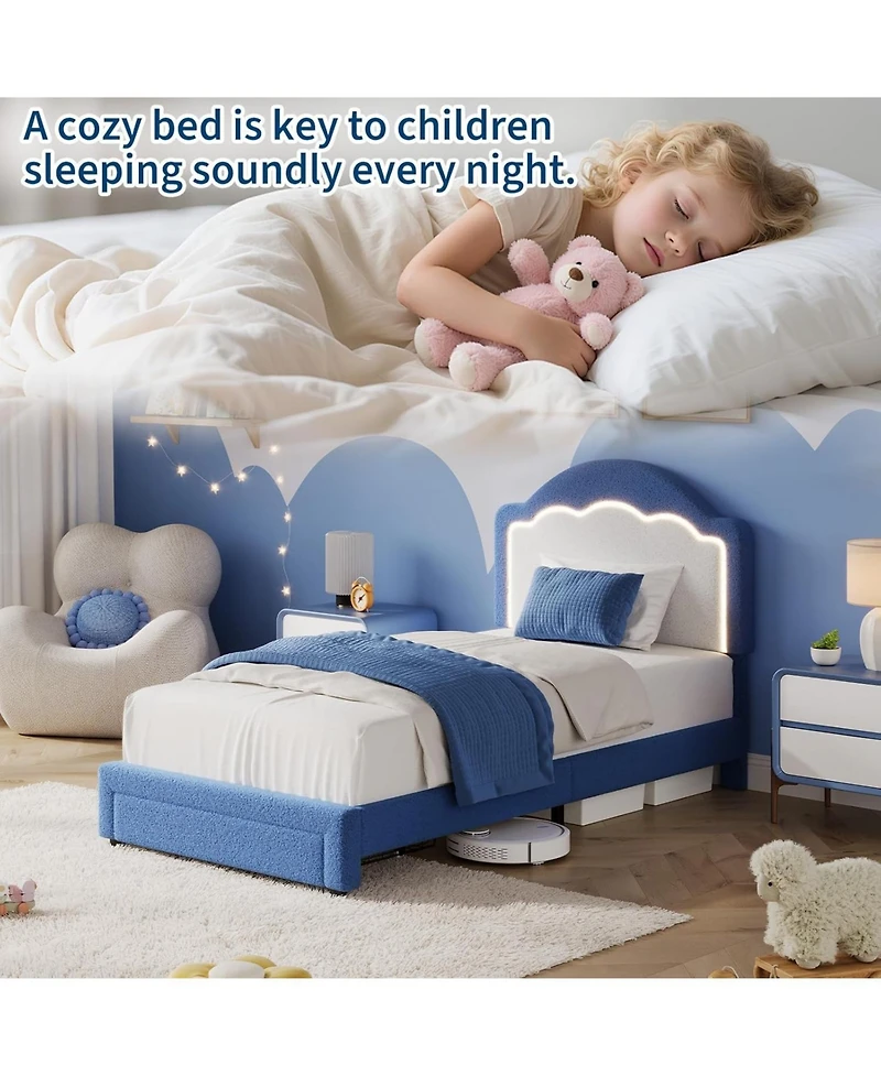 gaomon Twin Size Lambskin Soft Bag Princess Bed for Girls, Cozy Upholstered Mattress, Soft and Plush Design, Perfect for Bedroom