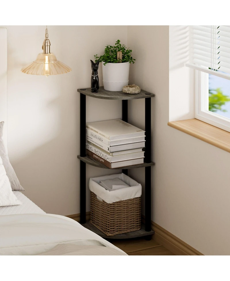 Homlux 3 Tier Decorative Corner Bookshelf Display Rack