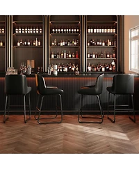 gaomon Bar Stools Set of 3,Pu Leather Counter Height Barstools with Back and Footrest,Upholstered Chairs for Dining Room Kitchen Island