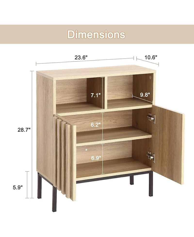 gaomon Set of 2 Fluted Sideboard Storage Cabinets, Buffet Credenza Accent Console with Doors for Living Room, Dining Room