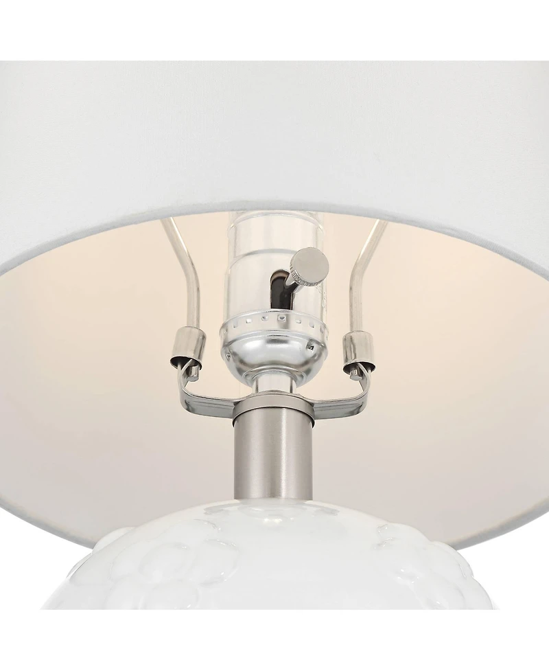 360 Lighting Arianna 16"H White Flower Ceramic Accent Table Lamp Set with Dimmer