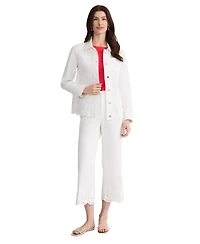 Jones New York Women's Embroidered Collared Shirt Jacket