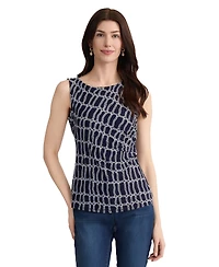 Jones New York Women's Sleeveless Scoop Neck Printed Jersey Top