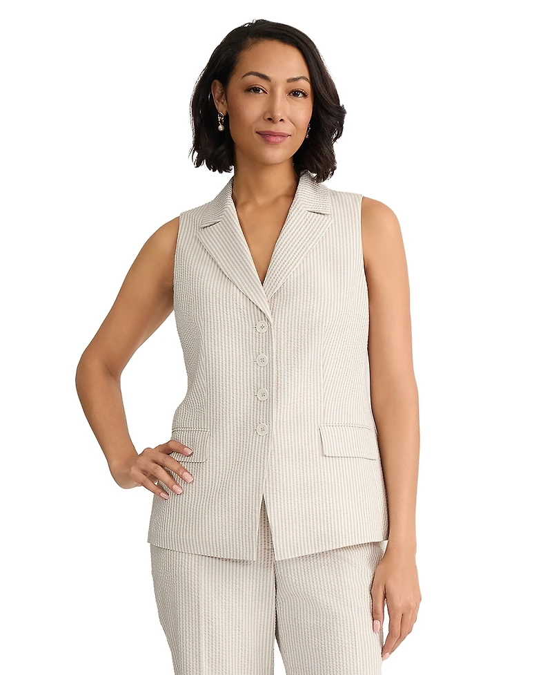 Jones New York Women's Sleeveless Button Front Lapel Vest