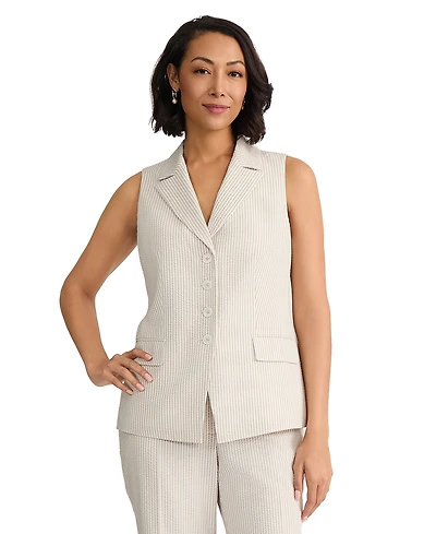 Jones New York Women's Sleeveless Button Front Lapel Vest