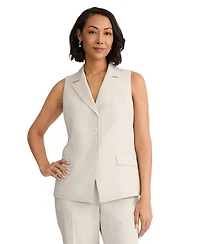 Jones New York Women's Sleeveless Button Front Lapel Vest