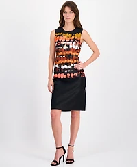 Anne Klein Women's Printed Sleeveless Scuba Sheath Dress