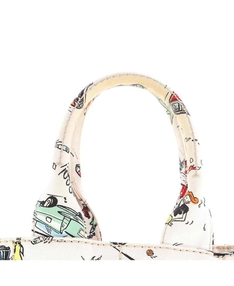 Pre-Owned Prada Medium Canapa Convertible Tote Printed Canvas