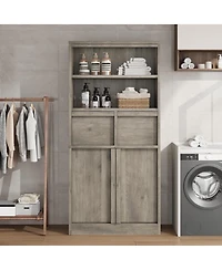 gaomon Tall Bathroom Cabinet, Floor Storage Cabinet with Doors & 2 Drawers, Organizer Freestanding for Bathroom, Living Room
