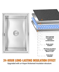 Mecale Drop-In Stainless Steel Ice Chest, 40.9 Qt with Sliding Lid