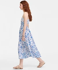 On 34th Women's Cotton Poplin Back-Cutout Tiered Midi Dress, Macy's Exclusive