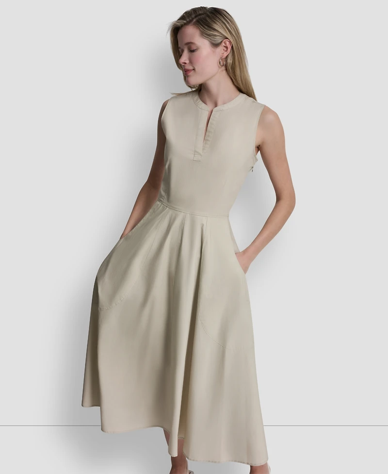 Dkny Jeans Women's Sleeveless V-Neck Midi Dress