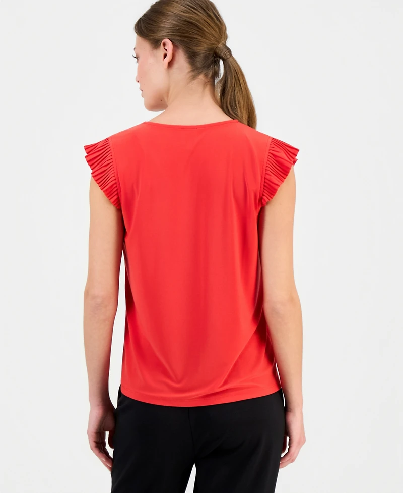 Anne Klein Essentials Petite Ruffled Sleeveless Top