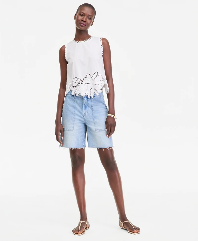 On 34th Women's Cotton Floral-Cutwork Lace-Trim Tank Top, Macy's Exclusive