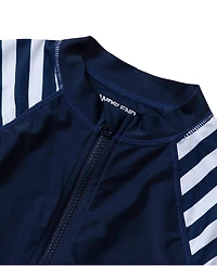 Lands' End Women's Girls Chlorine Resistant Long Sleeve Zip Front Rash Guard