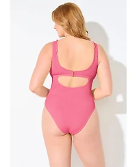 Swimsuits for All Women's Crinkle Knot Front One Piece Swimsuit