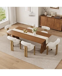 gaomon Upholstered Dining Chairs Set of 6,Modern Boucle Dining Room Chairs with Ergonomic Curved Back,Comfortable Kitchen Chairs with Rubber Wood Legs