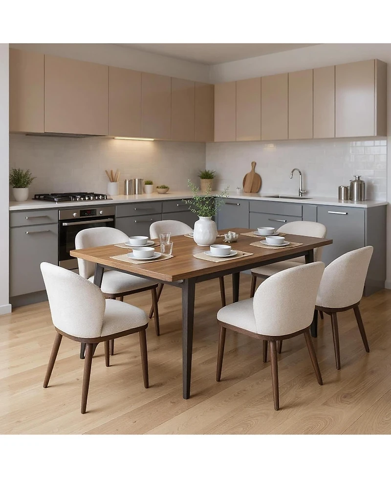 gaomon Dining Chair Set of 6,Modern Upholstered Kitchen Chairs with Ergonomic Back Support,Dining Room Wood Legs