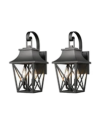 Flynama Outdoor Wall Lantern 2-Light, Large Outside Modern Wall Sconce Light Fixture, Industrial Porch Light Wall Mount with Glass