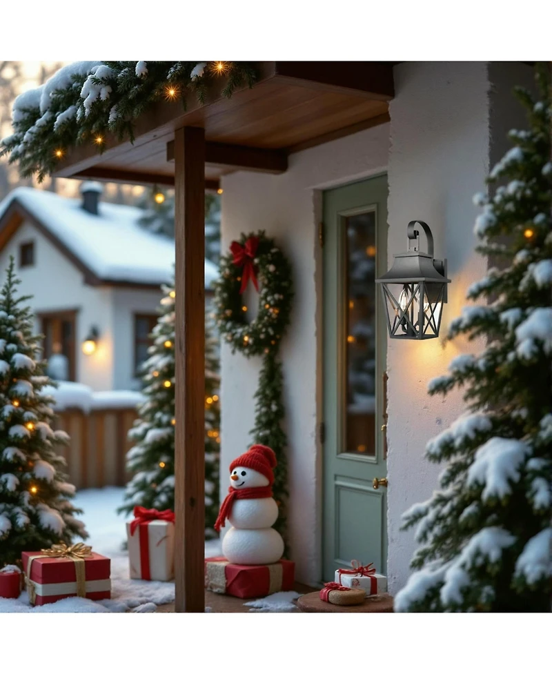 Flynama Outdoor Wall Lantern 2-Light, Large Outside Modern Wall Sconce Light Fixture, Industrial Porch Light Wall Mount with Glass