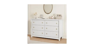 gaomon 6 Drawer Dresser for Bedroom, 47" Wide Modern Wood Chest with Black Ring Pull Handles