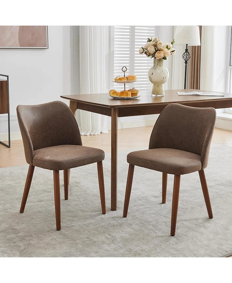 gaomon Leather Dining Chairs Set of 2, Upholstered Wingback Chairs with Wood Legs