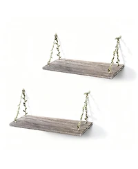 Yigii Leaf Rope Hanging Floating Shelves Wall Swing Storage