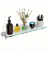 Yigii Glass Shelves Bathroom Chrome Stainless Steel Tempered Wall Mount