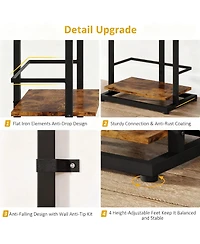 Yigii 5 Tier Narrow Wood Bookcase Metal Edge Industrial Corner Storage Shelf