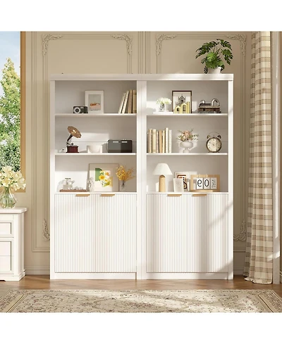 gaomon Tall Book Shelf and Bookcase, Wooden Bookcase with Doors, Modern Book Case with Large Storage Cabinet, 5-Shelf Bookcases