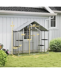 Zeus and Ruta Large Walk In Cat Patio Enclosure Outdoor Catio Garden Pet Playpen For Yard