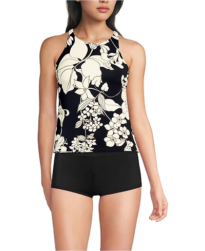 Lands' End Women's Tugless High Neck Strappy Back Tankini Top