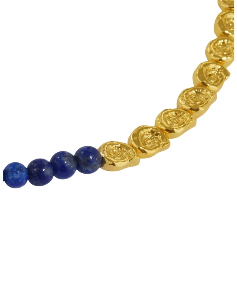 Ottoman Hands Waterproof Lapis and Pink Jade Beaded Necklace