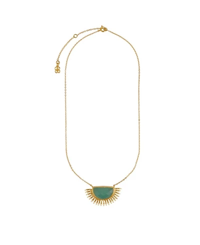 Ottoman Hands Sunrise Aqua Chalcedony Pendant Necklace