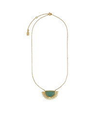 Ottoman Hands Sunrise Aqua Chalcedony Pendant Necklace