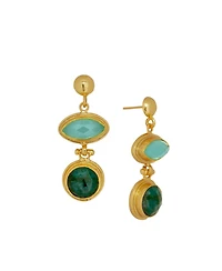 Ottoman Hands Melis Aqua and Emerald Drop Earrings