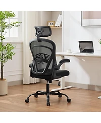 gaomon Ergonomic Office Chair,Computer Desk Chair Comfy with Flip-Up Armrests,High Back Mesh Desk Chair with Wheels,Comfortable Armchair for Home