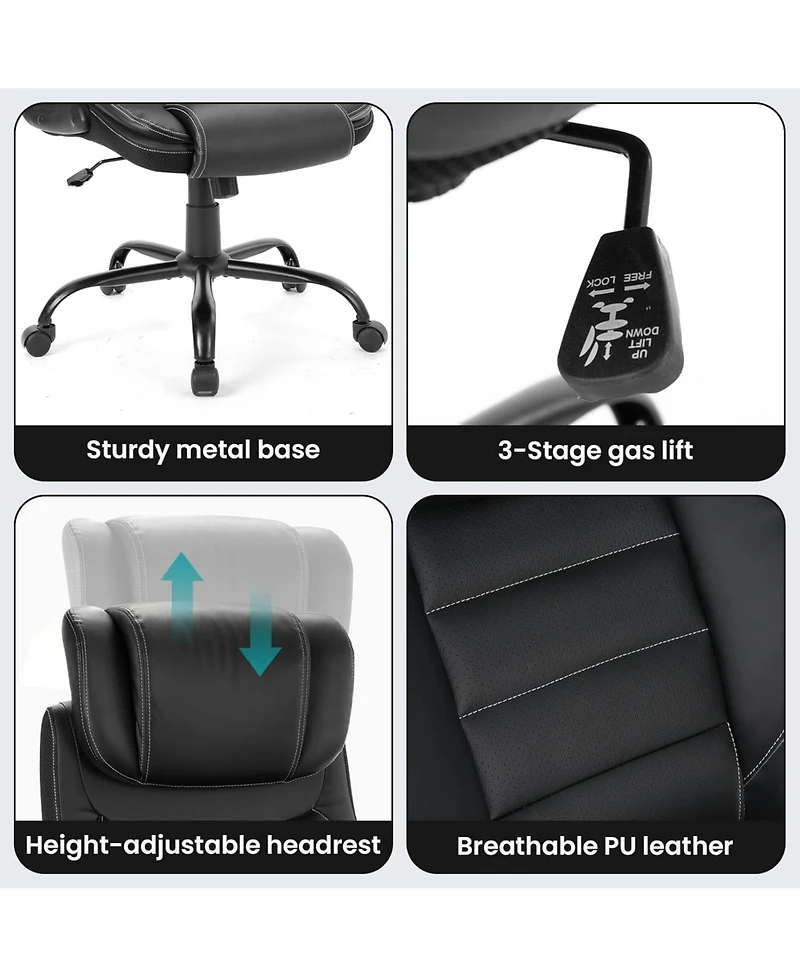 gaomon Big and Tall Executive Office Chair 400lbs for Heavy People,Ergonomic Computer Desk Chair with Lumbar Support and Adjustable Headrest