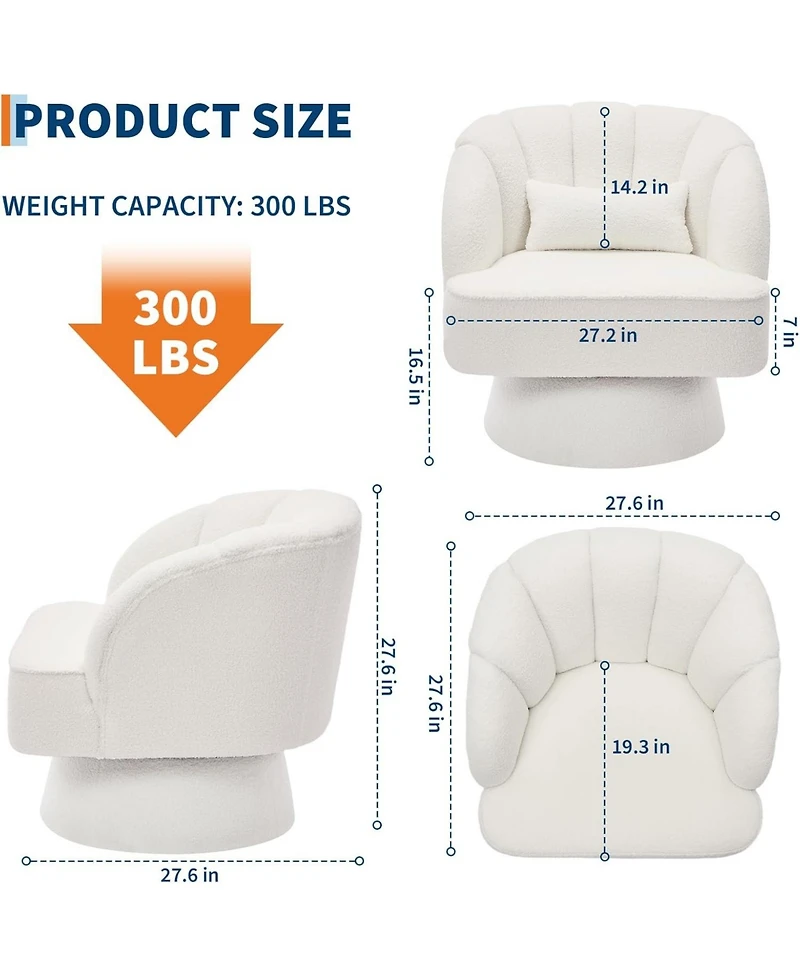 gaomon Swivel Barrel Accent Chair Set Teddy Fabric, Beige
