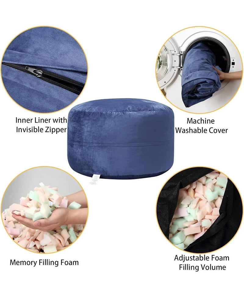 gaomon 48 Inch Giant Bean Bag Chair, Memory Foam, Plush Velvet, Machine Washable Cover, for Adults/Kids