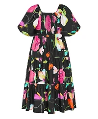 City Chic Women's Plus Fantasy Print Puff Sleeve Midi Dress