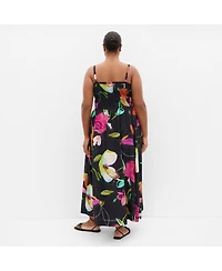 City Chic Women's Plus Malina Sketch Print Shirred Maxi Dress