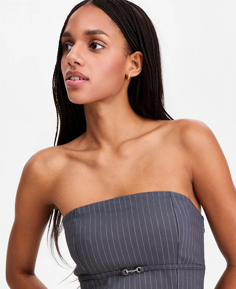 Madden Girl Juniors' Pinstripe Strapless Mini Dress
