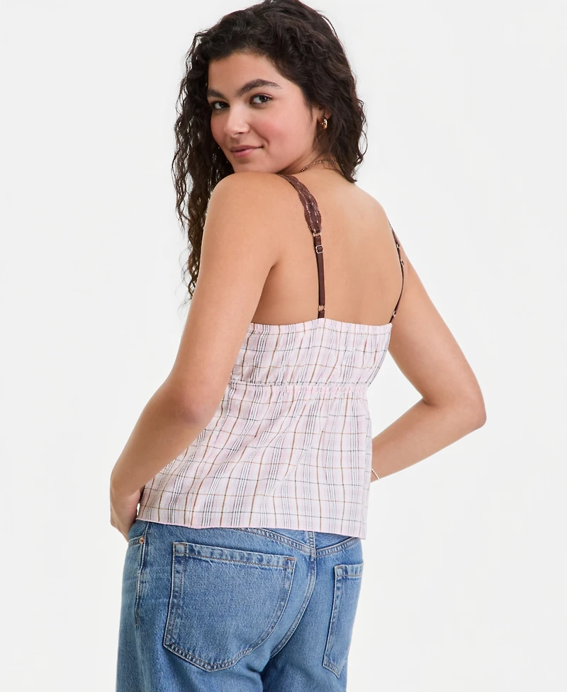 Madden Girl Juniors' Lace-Trim Babydoll Top