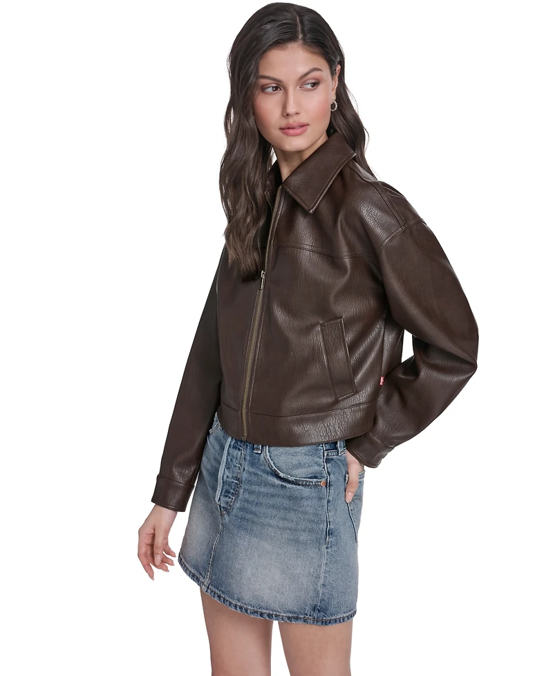 Levi's Women's Faux Leather Relaxed Fit Zip Front Jacket