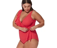 Profile by Gottex Women's Tutti Frutti Ruffle Surplice One Piece