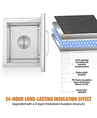 Mecale 14 x 12 x 18 Inch Drop-In Stainless Steel Ice Chest, 40 Qt with Hinged Lid