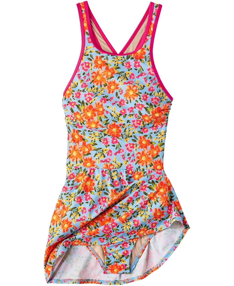 Lands' End Petite Tugless High Neck Swim Dress Swimsuit