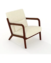 gaomon Mid-Century Chenille Accent Chair,Cozy Reading Chair,Modern Lounge Armchair with Lumbar Pillow,Solid Wood Frame,for Living Room,Bedroom,Office